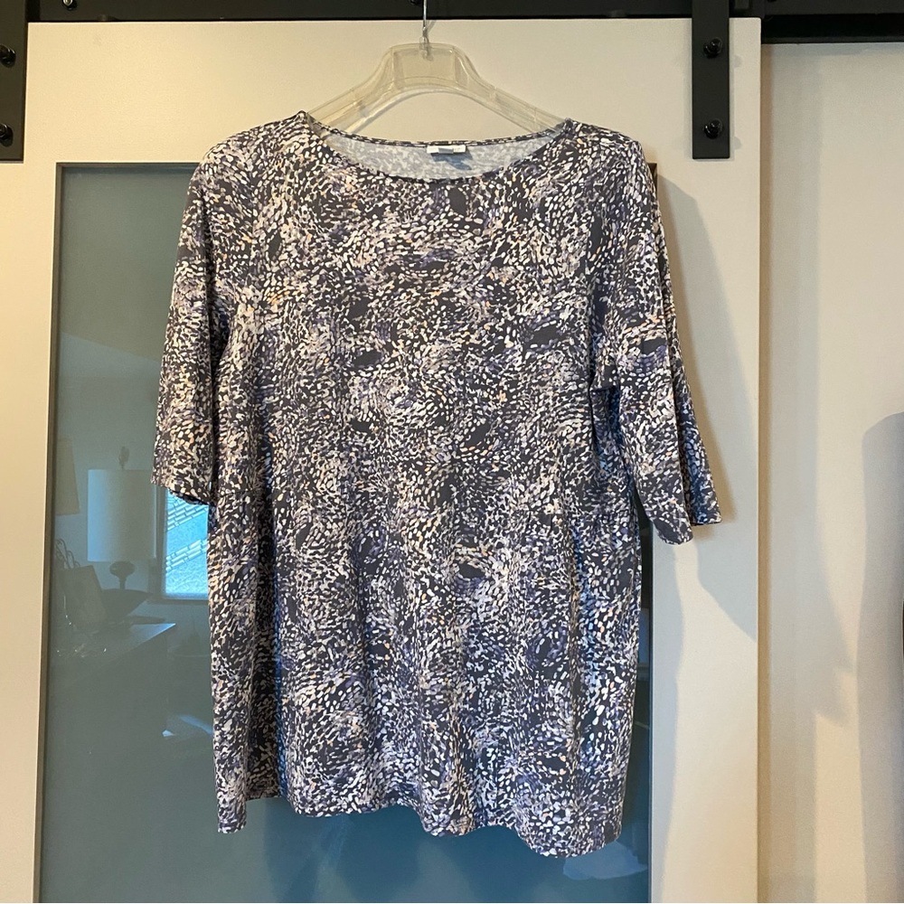 Purejill. Womens Grey and pink Patterned Top. Size L